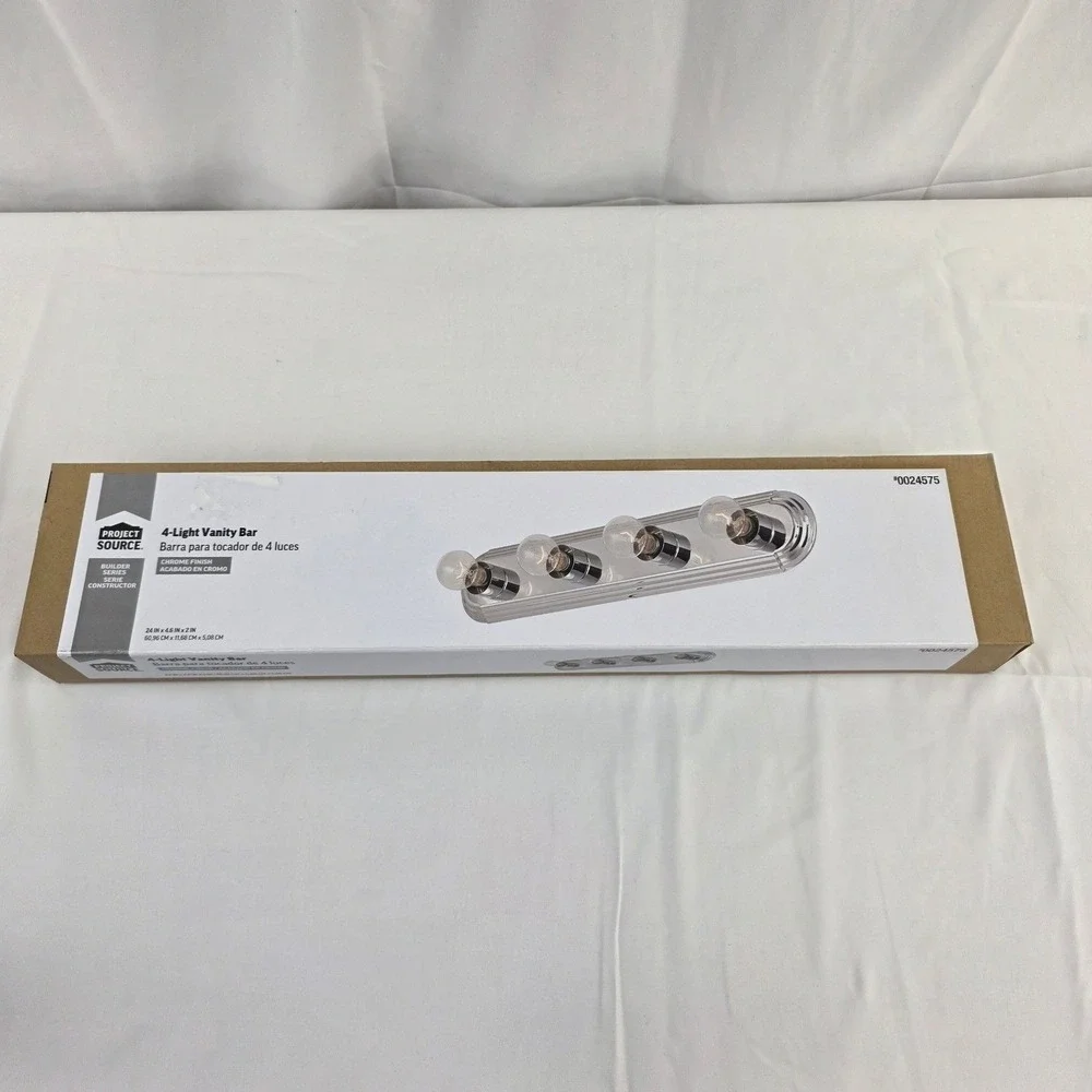 Project Source 4 Light Vanity Bar Chrome Finish Bathroom Fixture 24 Inch